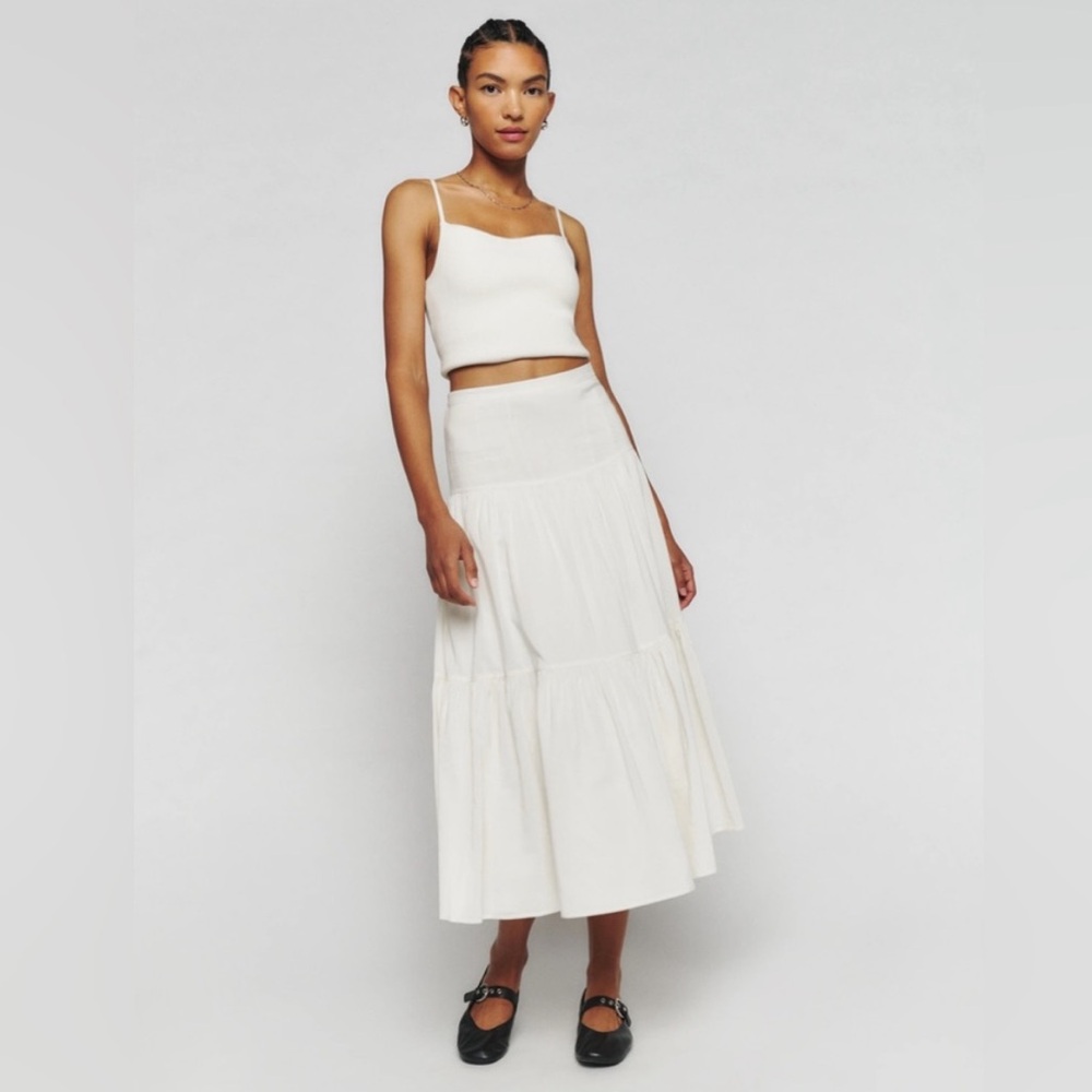 Reformation Adriana Midi Maxi Skirt in White